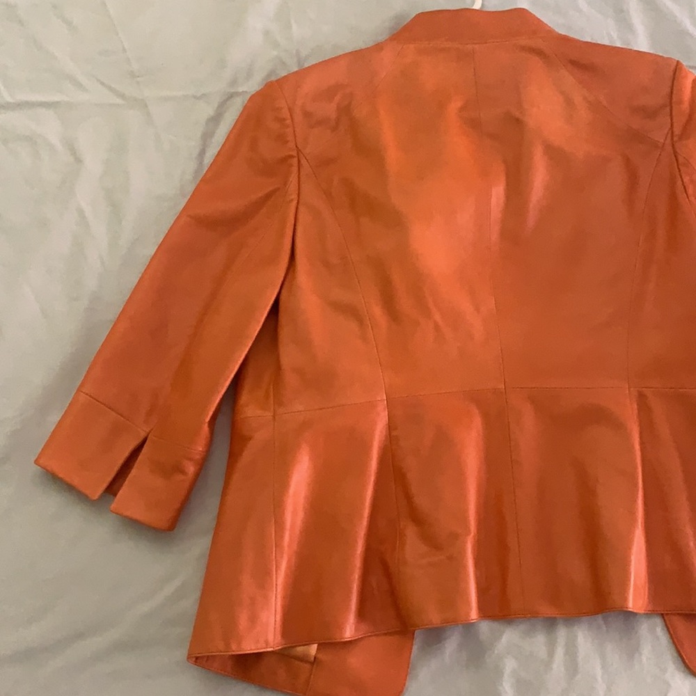 Tesori Orange Faux Leather Vintage Jacket - image 8